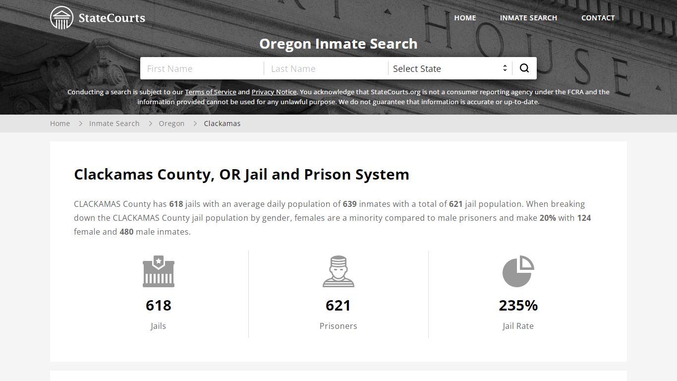 Clackamas County, OR Inmate Search - StateCourts