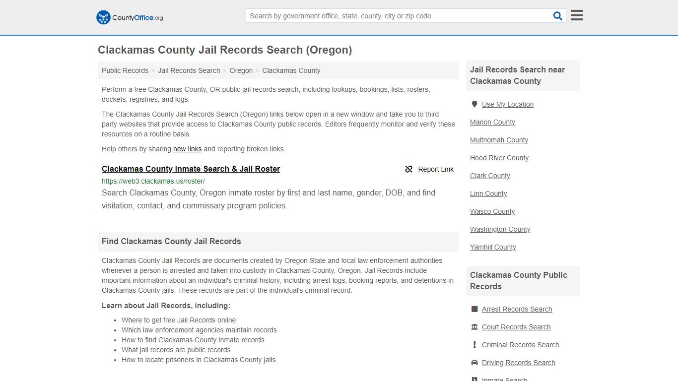 Jail Records Search - Clackamas County, OR (Jail Rosters ...