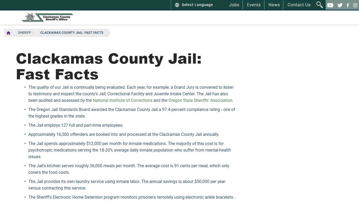 Clackamas County Jail: Fast Facts | Clackamas County